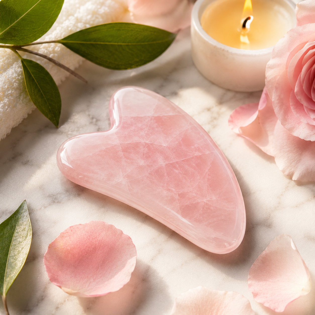Premium Gua Sha Stone. Ingredients: Rose Quartz/Jade Stone. Size: 1 piece.