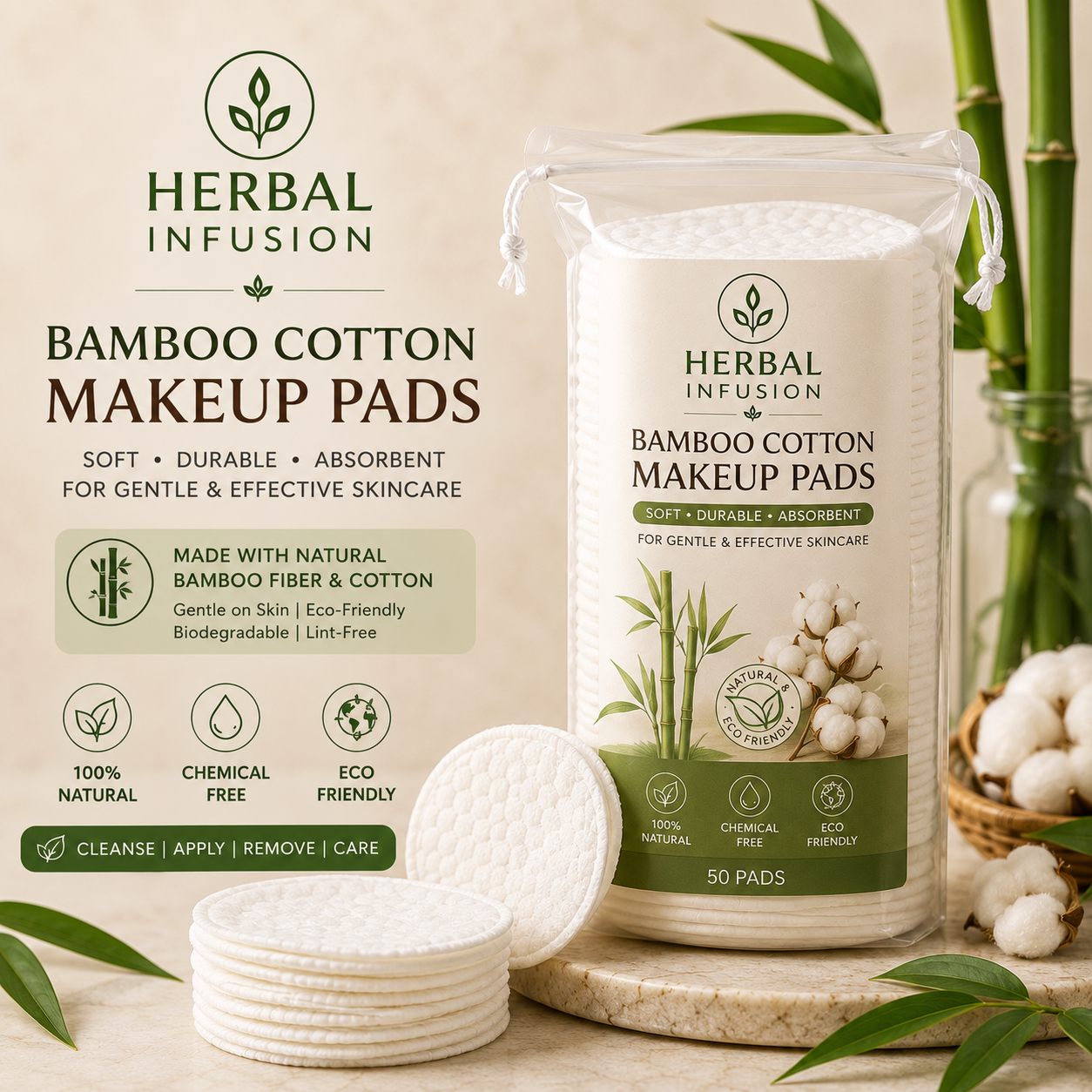Bamboo Cotton Makeup Pads