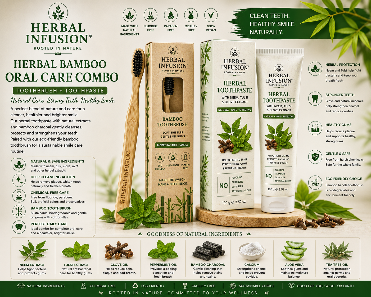 Herbal Bamboo Oral Care Combo